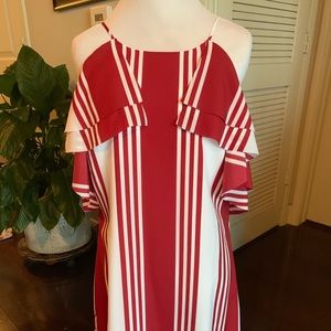 Banana Republic Cold Shoulder Red/White Dress